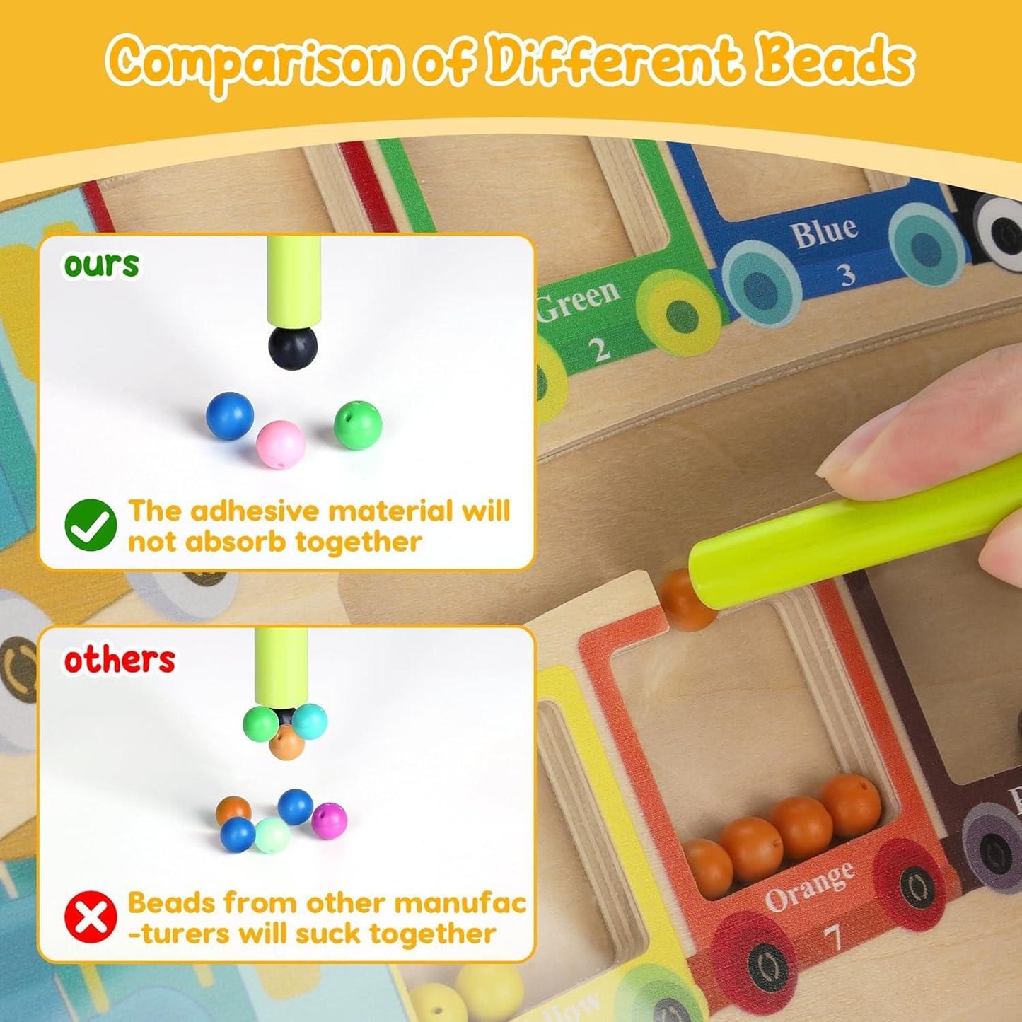 Magnetic Colour & Number Maze - Wooden Puzzle Game Board